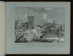 Stadtlandschaft mit Fluss und zwei Booten
