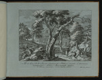 Landschaft mit Bäumen und Pilz- oder Beerensammlern