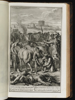 Josua lässt die Pferde der Könige lähmen und verbrennt ihre Streitwagen