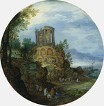 Südliche Küstenlandschaft mit dem Vestatempel von Tivoli