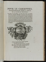 Textseite: Madrigal mit Devise "Für das Carrousel"