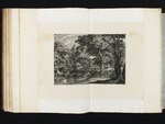 Flusslandschaft mit Reisenden und sitzender Frau am Wegesrand