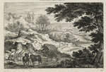 Landschaft mit Wagen und ausgespannten Pferden