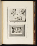 Reliefs mit drei Masken und Heroenmahl