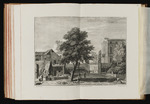 Landschaft mit Villa, Hof und Brunnen