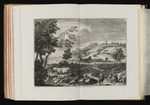 Landschaft mit Wanderern und aufgehängter Wäsche