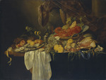 Stillleben mit Hummer, Muscheln und Obst