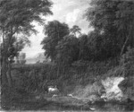 Landschaft mit Hohlweg und Herde
