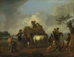 Landleute bei der Heuernte