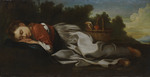 Schlafendes Mädchen in einer Landschaft