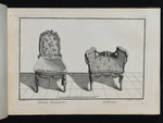 Toilettenstuhl mit ovaler Lehne und Hocker mit Armlehnen, Blatt aus der Folge C