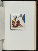 Sitzende alte Frau mit Spindel