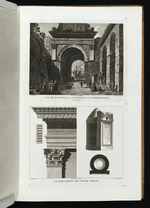 oben: Ansicht des Torbogens bei der Kirche des hl. Chrysogonus; unten: Inschriften am Torbogen bei der Kirche des hl. Chrysogonus