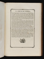 Text zum Stich "Der Ausgang der Oper", mit Vignette