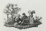 Zwei sitzende Chinesen in einem Garten