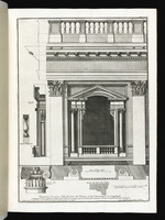 Mittleres Fenster an der Fassade des Palazzo dei Conservatori an der Piazza del Campidoglio