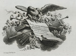 Attribute der Malerei und Adler auf Wolken