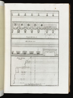 Architektonische Details der Gesimse im dritten Geschoss des Innenhofes des Palazzo Farnese