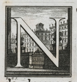 Initiale N mit Mauer und Palast