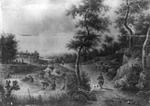 Landschaft mit einem Jäger und Fischern