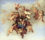 Madonnenbild, von Engeln in den Himmel getragen
