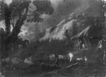 Landschaft mit Bauernhütte