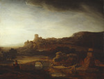 Flußlandschaft mit Windmühle
