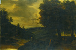 Hügelige Landschaft mit Brücke