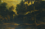 Gebirgslandschaft mit Brücke