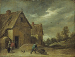 Bauer mit Schubkarren