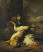 Stillleben mit totem Hasen und Geflügel