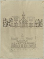 Landhaus im neogotischen Stil, Aufriß und Schnitt (Nachzeichnung (?))