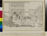 Illustration zu Tiecks "Melusine": Raimund und Melusine empfangen die Nachricht vom Tod ihres Sohnes Freimund und dem Brand des Klosters Mitters durch Geofrey