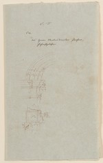 Kassel, Schloß Schönfeld, Skizze zum Bogenfenster des Mittelbaus, Aufriß und Schnitt